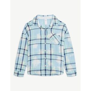NWT Justice Girl's Long Sleeve Plaid Flannel Collared Top, Size: XS (5/6)